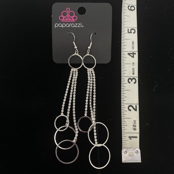 Paparazzi Fashion Jewelry Demurely Dazzling White Hook Earrings - Picture 2 of 3